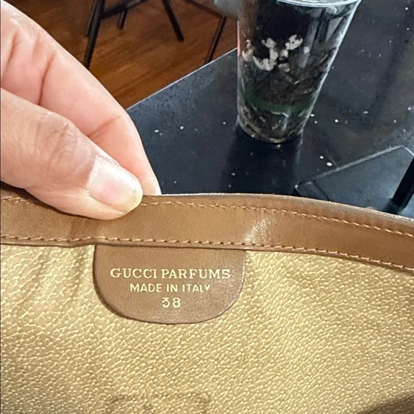 Gucci Tan Suede Clutch with Green and Red Accents - Picture 9 of 12